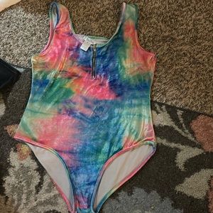 iHeartRaves rainbow felt leotard